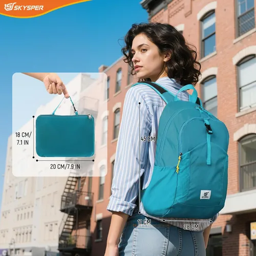 Miniatura 7 de SKYSPER Mochila pequeña de senderismo para hombres y mujeres, 20L, RFID, mochila plegable ultraligera y plegable, mochila de viaje ligera y plegable