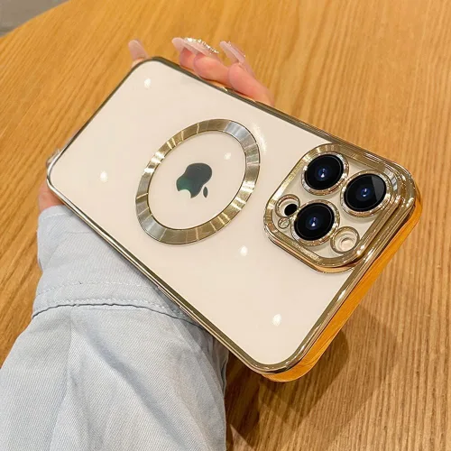 Miniatura 18 de Funda magnética transparente para iPhone 14 Pro con protector de lente de cámara, funda de protección completa compatible con MagSafe elegante funda