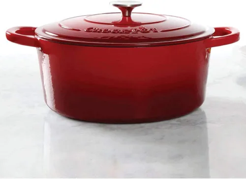 Miniatura 2 de Crock Pot olla para horno holandés de hierro fundido artesanal de 7 cuartos de galón, Rojo escarlata