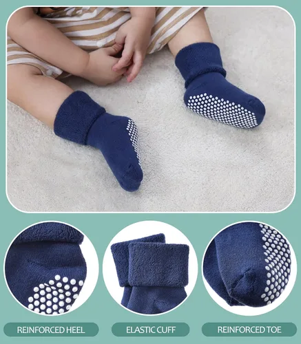Miniatura 3 de MQELONG Calcetines tobilleros antideslizantes para bebé, con calcetines antideslizantes para bebés, niños y niñas, 6 pares