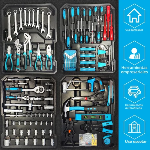 Miniatura 2 de Arcwares Juego de herramientas de 799 piezas con maletín de aluminio en plata, juego de reparación para el hogar, juego de herramientas manuales Azul