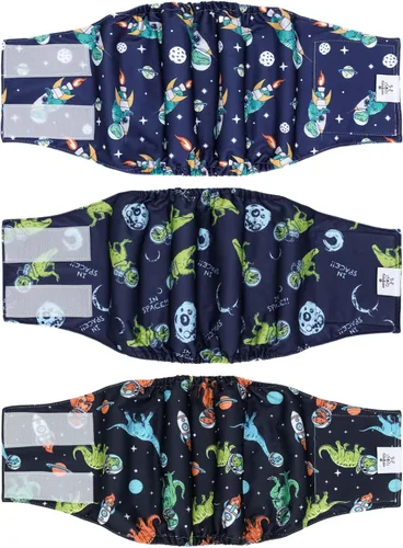 Miniatura 21 de CuteBone - Pañales lavables para perro macho, banda abdominal, paquete de 3 unidades, color negro, modelo DM54XS