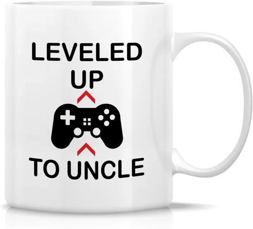Retreez Taza divertida – Leveled Up To Uncle Gamer - Tazas de café de cerámica de 11 onzas – Divertido, sarcasmo, sarcástico, inspirador, noticias