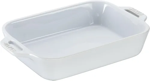 Miniatura 3 de STAUB Juego de 4 sartenes de cerámica para hornear, cacerola con tapa, sartén para brownies, color blanco