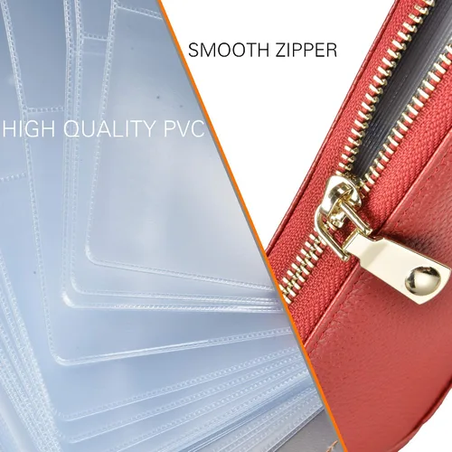 Miniatura 7 de Easyoulife - Monedero de cuero con cremallera billetera portatarjetas para mujer bloqueo RFID