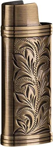 Funda para encendedor de metal, diseño floral vintage con estampado floral para BIC tamaño pequeño, funda para encendedor de funda de aleación de