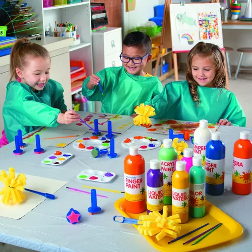 Miniatura 5 de Fun Express Juego de pintura de témpera lavable para niños, 10 colores brillantes en botellas exprimibles de 16 onzas, pintura artesanal no tóxica