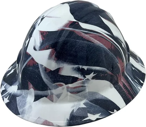 Miniatura 34 de Texas America Safety Company Casco de seguridad con visera completa, diseño patriótico hidroimpreso, con suspensión de 4 puntos y bolsa Primera