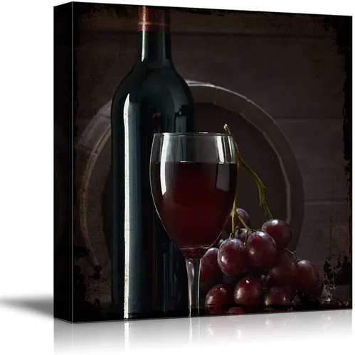Miniatura 24 de wall26 - Lienzo decorativo cuadrado para pared, copas de vino con botella de vino y uvas, impresión giclée, arte moderno para el hogar, listo