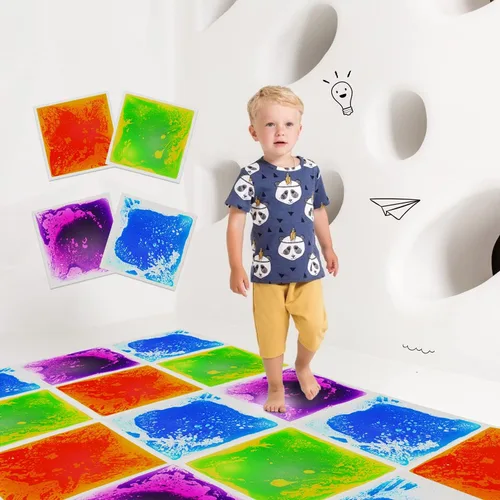 edusense Azulejos de Suelo Líquidos Sensoriales para Niños, Azulejos Decorativos para Autismo, Juguetes de Aprendizaje Temprano, Tapetes de Juego de