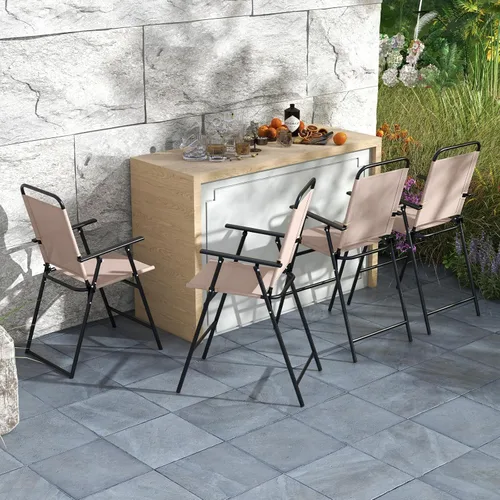 Miniatura 5 de Giantex Juego de 2 sillas de bar plegables para exteriores, sillas de patio con respaldo, reposabrazos, reposapiés, marco de metal, juego de sillas