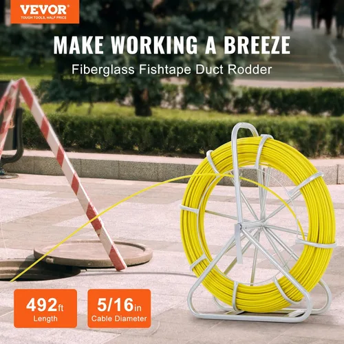 Miniatura 2 de VEVOR Cinta de pescado de fibra de vidrio de 5/16 pulgadas, cinta de pescado eléctrica de 492 pies, extractor de alambre de cinta de pescado