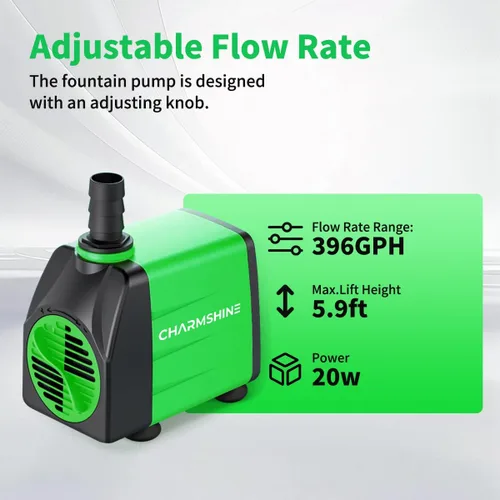 Miniatura 2 de Bomba de agua sumergible para acuarios 396 GPH 20 W [2026 actualizada] Bomba de fuente hidropónica para estanque de peces de 1500 L/H Bomba de agua