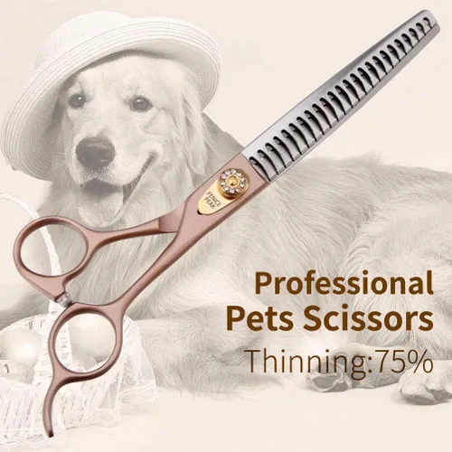 Miniatura 2 de Tijeras de adelgazamiento para perros y gatos, tijeras de aseo de mascotas, tijeras de acero inoxidable 440C, tijeras profesionales para recortar