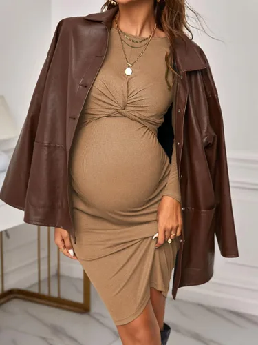 Miniatura 5 de Verdusa Vestido ajustado de maternidad con cuello redondo y manga larga para mujer