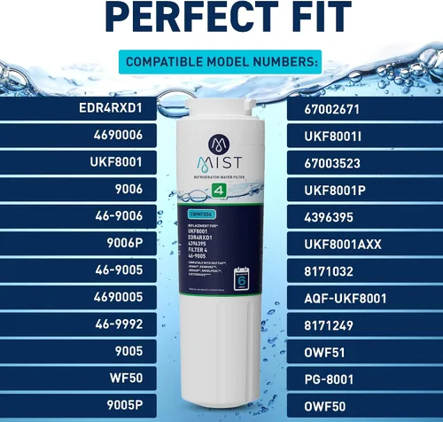 Miniatura 2 de Mist EDR4RXD1 Filtro de agua para refrigerador de reemplazo para filtro EveryDrop® 4 – Maytag® UKF8001AXX-200, UKF8001AXX-750, Whirlpool® UKF8001