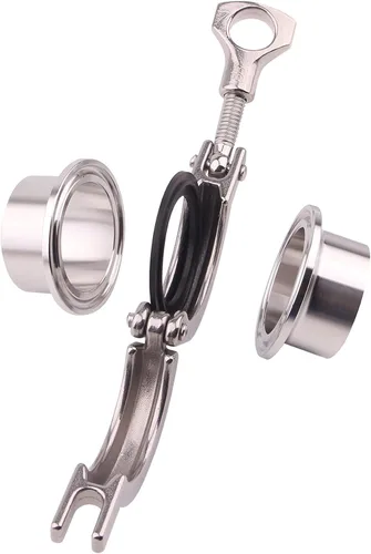 Miniatura 2 de DERNORD Paquete de 2 abrazaderas de acero inoxidable con abrazadera de triple abrazadera + 2 virola de soldadura de tubería sanitaria SUS304 + junta