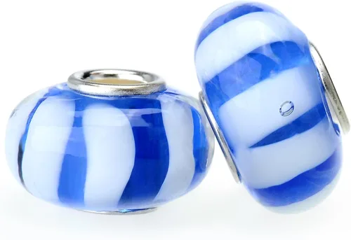 Miniatura 16 de RUBYCA Cuentas de cristal de Murano floral con núcleo de color plateado, ajuste europeo para hacer joyas, 6