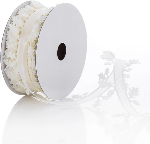 Cinta de hojas blancas de 22 yardas, cuerda de cinta de hojas blancas, guirnalda de cinta con alambre de hojas pequeñas para manualidades, fiestas,