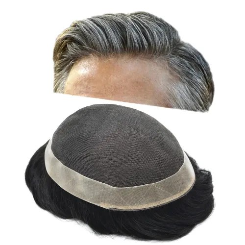 Miniatura 9 de Toupee For Men Real Human Hair Soft Swiss Lace Mens Toupee Hair Replacement System For Men Hairpieces Protesis Capilar Para Hombre 6x8 Medium light