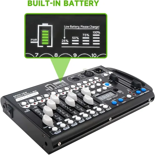 Miniatura 2 de Controlador Dmx de batería con Midi, controlador Dmx portátil para luces de cabeza móvil, consola de iluminación controlador Dmx 192, controlador