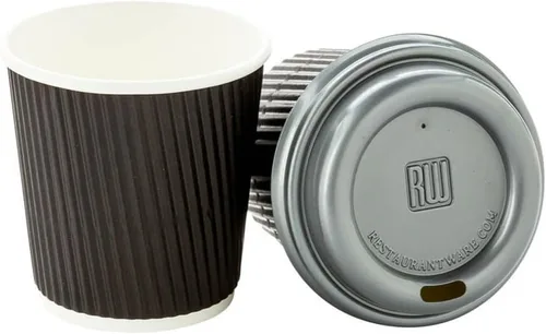 Miniatura 8 de 500 unidades de tazas desechables negras de 4 onzas para bebidas calientes con diseño de pared ondulada: no necesita mangas - Perfectas para Negro