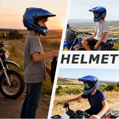 Miniatura 2 de Cascos de motocross para jóvenes, aprobados por DOT, motocross, ATV, todoterreno, cuatro ruedas, cascos de motocicleta BMX con gafas, guantes