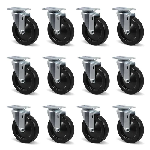 Miniatura 25 de Juego de 4 ruedas giratorias de 3 pulgadas, ruedas giratorias resistentes, ruedas de goma dura para muebles de camión de plataforma, carrito móvil