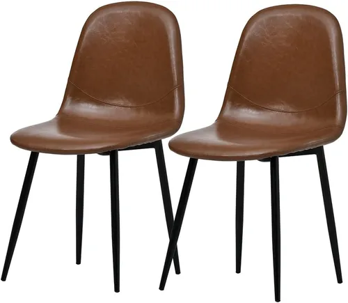 Miniatura 8 de OSJ Silla, Silla de comedor, 1 silla, silla Eames, silla redonda, cuero PU, silla de comedor, 1 silla, elegante, tela de cuero sintético, silla