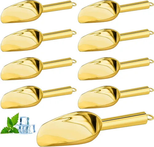 Zhehao 8 cucharas de hielo de metal de acero inoxidable de 6 onzas para máquina de hielo, cocina, congelador, bar, boda, fiesta, cucharas pequeñas