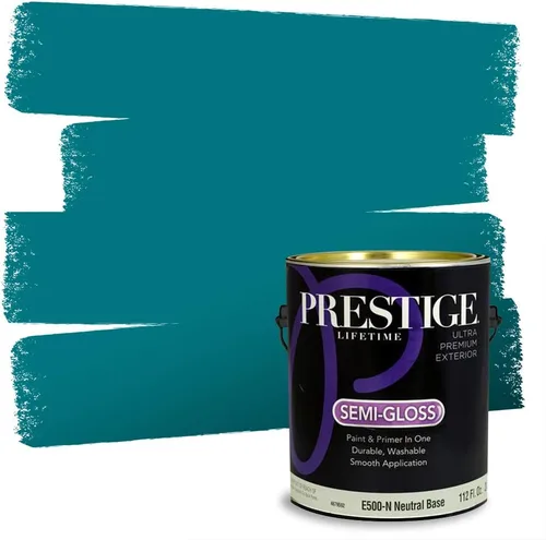 Miniatura 179 de Prestige Paints. - Base y pintura para exteriores en un solo galón, 1 galón. plano, comparable con Sherwin Williams Topsail. SW6799-PCM
