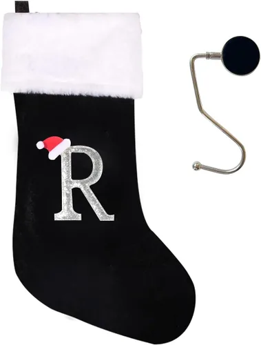 Miniatura 28 de Medias de Navidad de 20 pulgadas con monograma, letras, medias súper suaves grandes de Navidad, medias de monograma rojo para Navidad, regalo