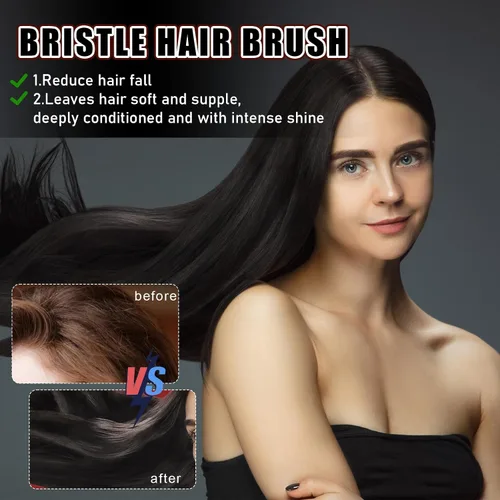 Miniatura 2 de cobee Juego de 5 cepillos de pelo con parte trasera lisa, cepillo de cerdas para control de bordes, peine de burlas, palo de cera para cabello