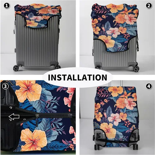 Miniatura 5 de JYCUHTCL Funda de equipaje prémium para maleta con etiqueta C de equipaje adicional, Flor-A, Cubierta de equipaje con etiqueta de equipaje