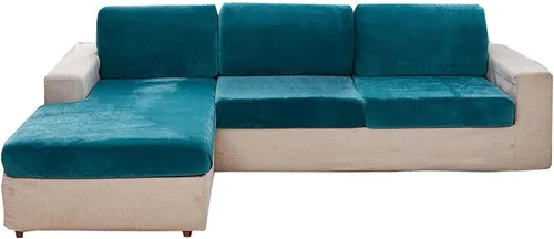 Miniatura 9 de Fundas elásticas de cojín para sofá, funda de cojín de terciopelo en forma de L para sofá chaise longue, funda de asiento de sofá seccional