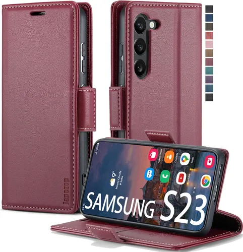 Miniatura 30 de Funda para Samsung Galaxy S23 5G, funda tipo cartera para Samsung Galaxy S23 5G con bloqueo RFID, tarjetero y función atril magnético, funda