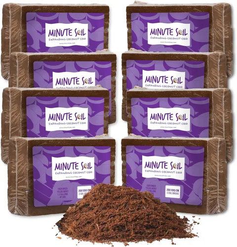 Miniatura 9 de Minute Soil - Medio de cultivo de fibra de coco comprimida - 3 ladrillos = 4.5 galones de tierra para macetas - inicio de semillas, jardinería