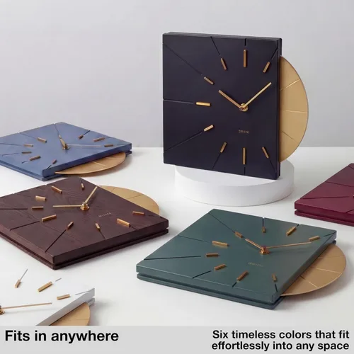 Miniatura 6 de Relojes Driini Reloj de pared moderno de mediados de siglo - Reloj cuadrado negro con acento dorado decorativo - Reloj único y genial, funciona