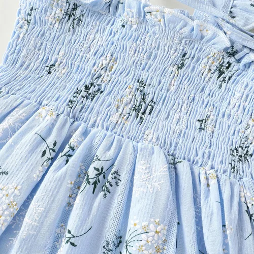 Miniatura 6 de JEELLIGULAR Vestido para niña pequeña, con volantes, sin mangas, con botones, vestido de verano para playa, casual, acampanado, vestido de verano