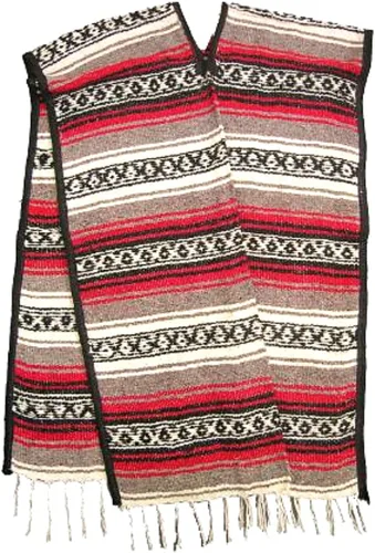 Poncho tradicional mexicano para hombres y mujeres unisex varios colores con flecos en la parte inferior talla única para la mayoría de adultos