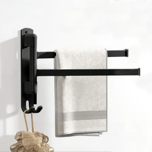 Miniatura 11 de Toallero, toallero giratorio mejorado de aluminio de aviación cuatro en uno, toalleros para baño, ahorro de espacio, oscilante, rotación de 180°