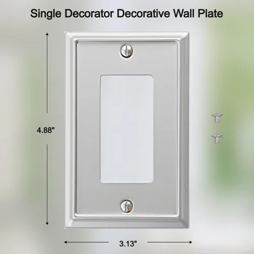 Miniatura 2 de OKAWYC Aria - Placa de pared metálica para interruptor de luz de decoración individual, paquete de 4 unidades, níquel cepillado de 1 banda