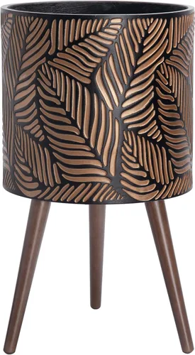 Miniatura 7 de D'vine Dev Maceta de 12 pulgadas con soporte, maceta alta de mediados de siglo con patas para plantas de interior, grande, bronce/gris, 88-L-C-6