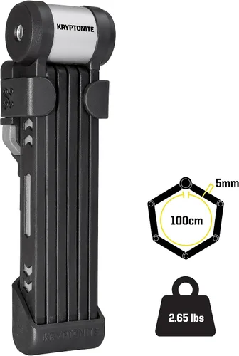 Miniatura 3 de Kryptonite Kryptolok 610 S - Candado plegable para bicicleta, compacto, ligero, de alta seguridad, antirrobo, plegable, con 2 llaves y soporte