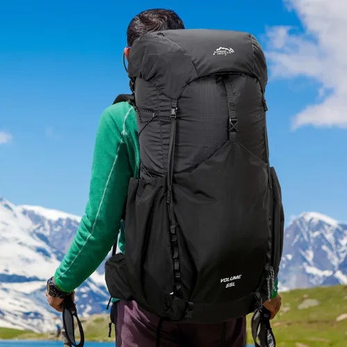 Miniatura 9 de IX INOXTO 55L Mochila con armazón interno resistente al agua para senderismo y camping con vejiga de agua de 3L y cubierta contra la lluvia, mochila