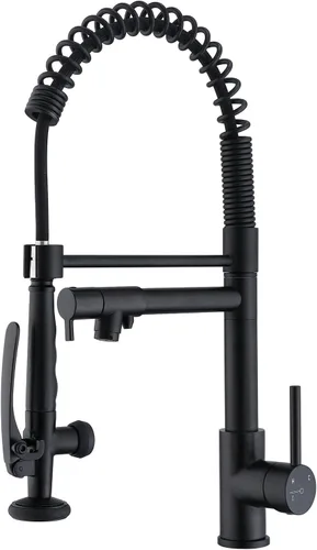 Grifo de cocina, grifo de agua potable de 3 vías, grifo de cocina moderno con rociador extraíble, grifos de fregadero de cocina de doble asa, grifos