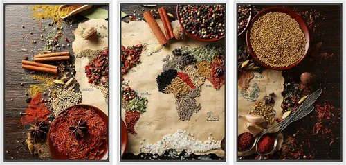 Miniatura 126 de wall26 Lienzo enmarcado para pared, juego de arte de hierbas, verduras y condimentos en madera, alimentos, fotografía cultural, realismo, paisaje
