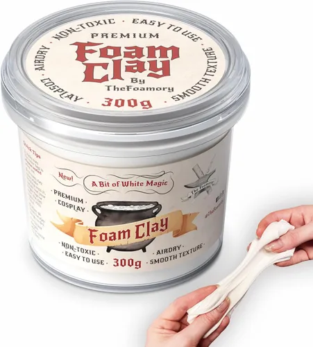 The Foamory - Espuma de arcilla moldeable para cosplay (300g Blanco) Arcilla de alta densidad de secado al aire, espuma EVA se pinta fácilmente, no
