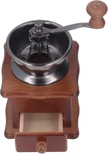 Miniatura 7 de Oumefar Molinillo de café manual, fácil de operar, molinillo de café manual, base de madera retro, núcleo de acero inoxidable, ajustable
