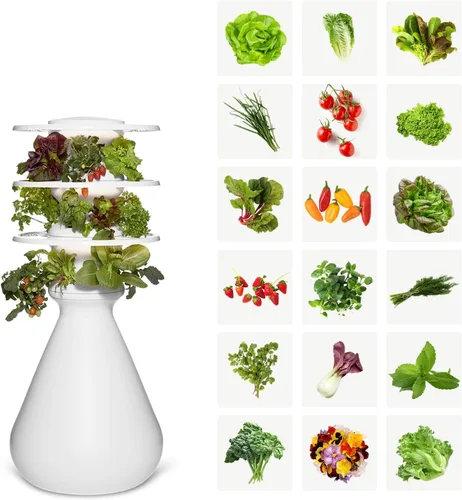 Miniatura 13 de Kit de inicio Lettuce Grow Farmstand con anillos luminosos y 12 créditos para plántulas Pequeño kit de sistema de cultivo hidropónico Torre